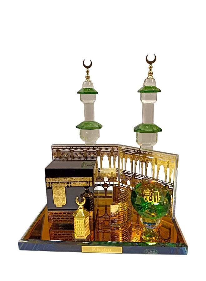 AUGEN Crystal Glass Decorative Gold Plated Kaaba Mecca Showpiece Medium Size (Transparent)(10018) - Image 1